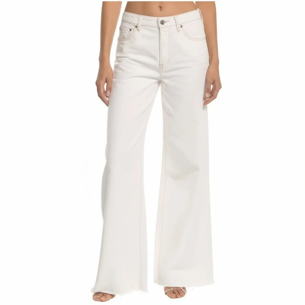 Theory Women's White Wide Leg Boot-Cut Jeans
